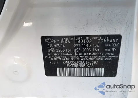 2014 Hyundai Elantra Gt z USA, uszkodzony, nr VIN KMHD35LH2EU173697